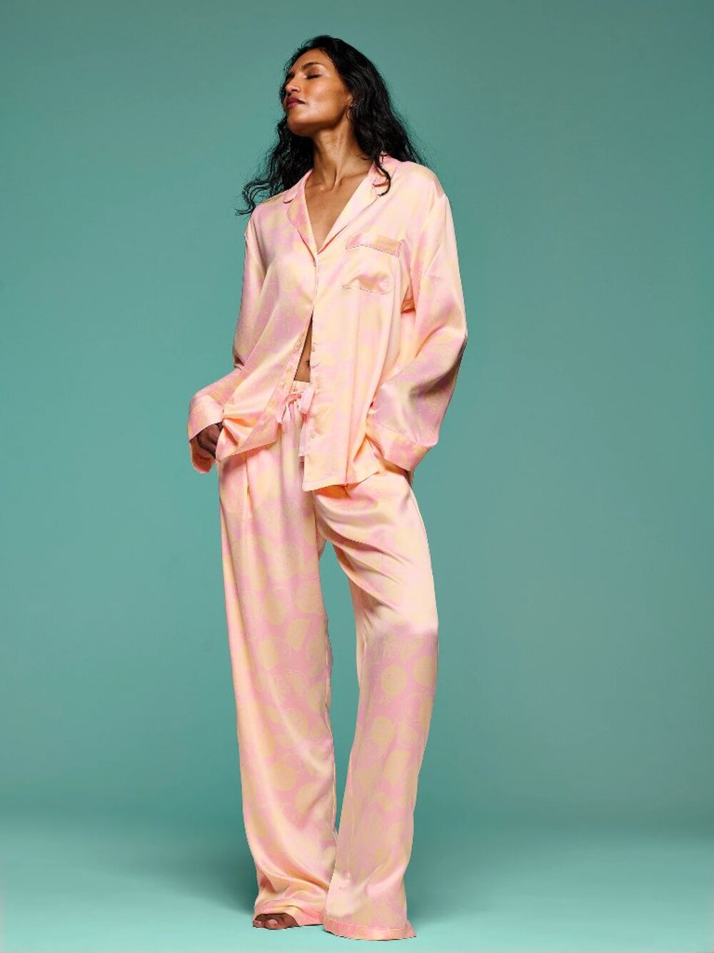 Victoria's Secret Signature Satin Long Pajama Set Size Small NWT